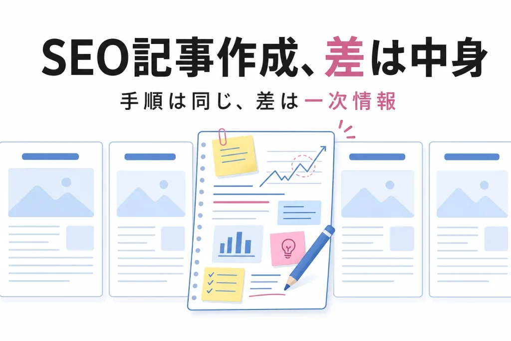 SEO記事作成の手順は？成果の差は一次情報の有無で決まるのサムネイル